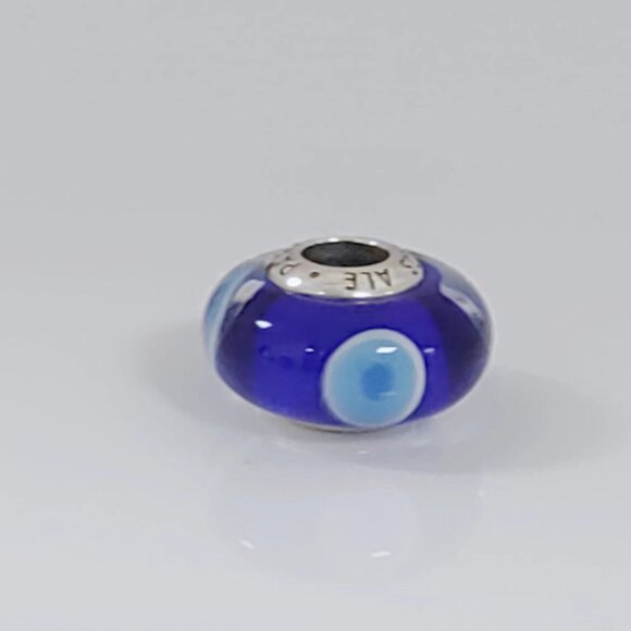 Pandora Evil Eye Protection Dark Blue Turquoise Murano Glass Charm Bead with box - Picture 1 of 4